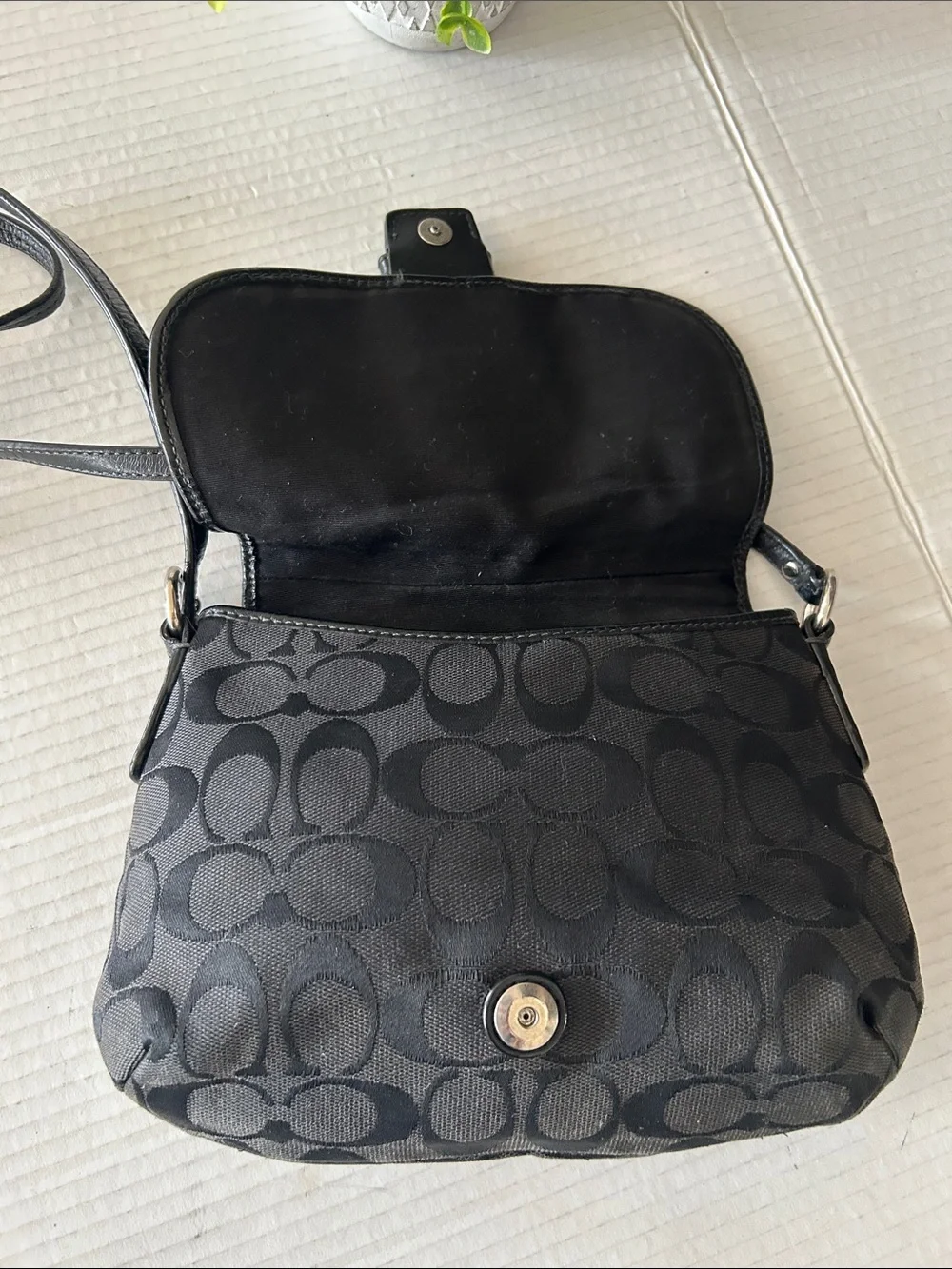 Coach Black Signature Canvas Crossbody with Buckle Detail